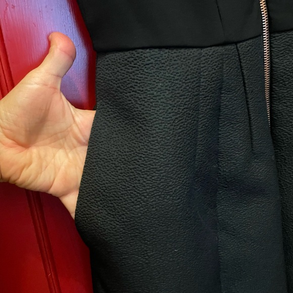 Ted Baker black collared balloon mini dress with rose gold full zipper - Picture 6 of 9